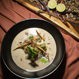 Entrée: Mexico – Sopa de Poblano y Tomatillo con Limón (Poblano and Tomatillo Lime Soup) recipe