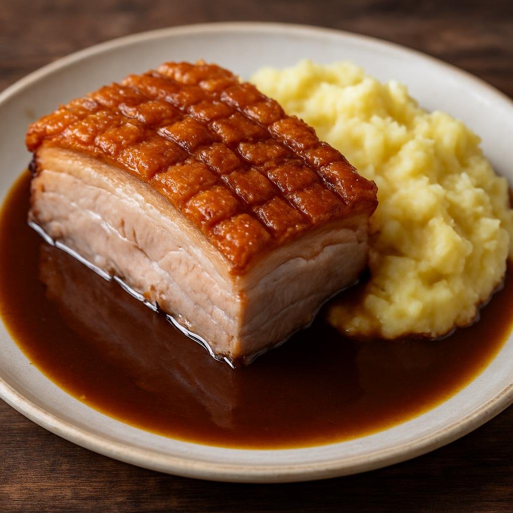 Entree: Denmark – Copenhagen & Zealand – Flæskesteg (Danish roast pork with crispy crackling served with rich pan gravy) recipe