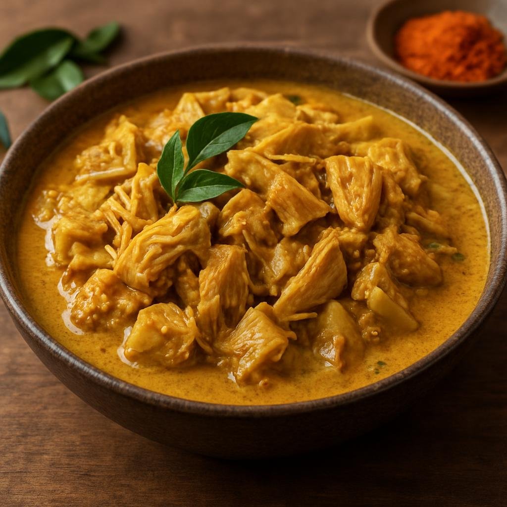 Entree: Sri Lanka – Kandyan Highlands – පොලොස් කරි ➤ Polos kari (Sri Lankan curried young jackfruit stewed in spiced coconut gravy) recipe
