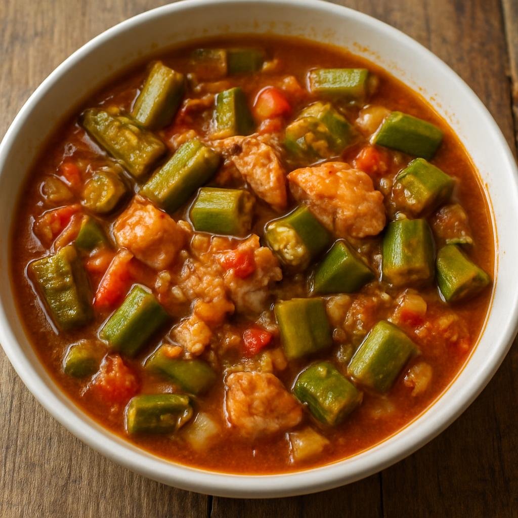 Entree: Bonaire, Sint Eustatius and Saba – Northern Culinary Region – Giambo (Caribbean okra stew with salted fish and vegetables) recipe