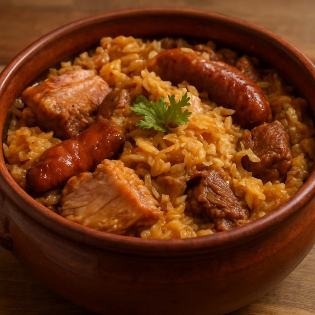 Entree: Bulgaria – Northern Culinary Region – Капама ➤ Kapama (A slow-baked Bulgarian casserole of mixed meats, rice, and sauerkraut cooked in a clay pot) recipe