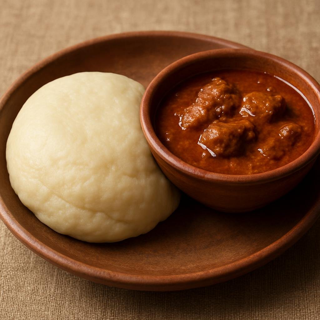 Entree: Burkina Faso – Northern Culinary Region – Fufu (A thick starchy dough made from cooked millet flour served for dipping into savory stews) recipe