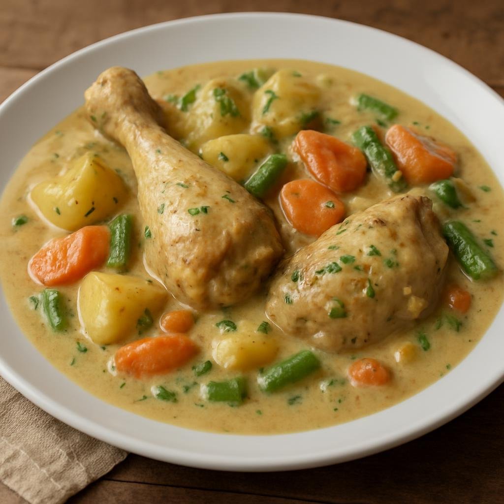 Entree: El Salvador – Northern Culinary Region – Pollo en Crema (Chicken simmered in a rich creamy savory sauce with vegetables common in Salvadoran home cooking) recipe