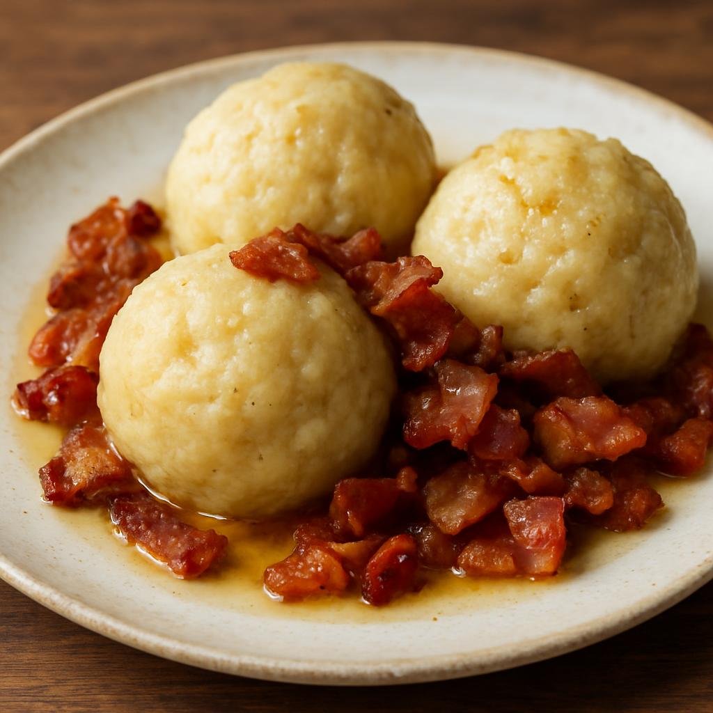 Entree: Norway – Oslo & Eastern Norway – Raspeballer (Traditional Norwegian potato dumplings boiled and served with bacon and butter) recipe