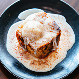 Dessert: United States – Warm Cinnamon Bread Pudding with Vanilla Sauce recipe