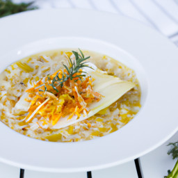 Soup: United States – Citrus-Fennel Broth with Rice-Shaped Pasta Soup recipe