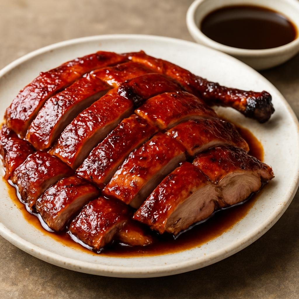Entree: China – Cantonese / Guangdong – 燒鴨 ➤ Siu Ngaap (Crispy-skinned roast duck glazed with savory-sweet Cantonese barbecue flavors) recipe