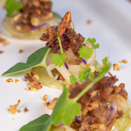 Appetizer: United States – Crisp Endive Cups with Fennel-Apple Herb and Garlic Garnish and Toasted Walnut Crunch recipe