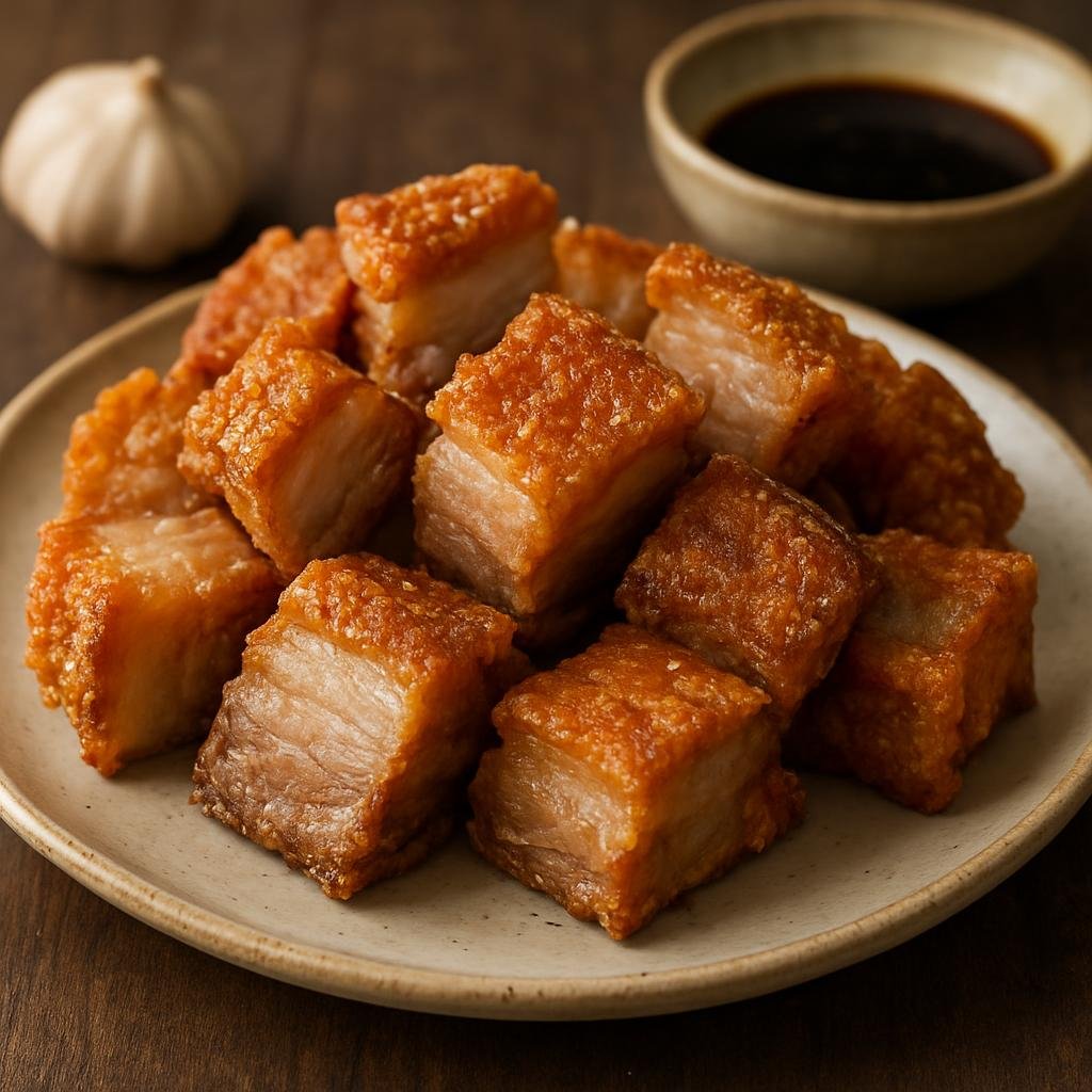 Entree: Philippines – Ilocano – Bagnet (Double-fried, crackling crispy pork belly boiled with aromatics and then deep-fried until golden and crunchy) recipe