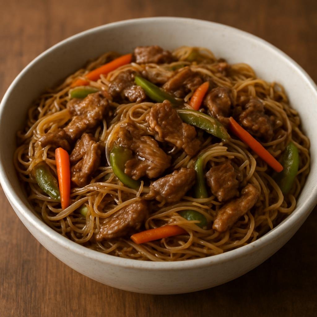 Entree: American Samoa – Northern Culinary Region – Sapasui (Samoan-style chop suey of stir-fried meat and vermicelli noodles in a savory soy-based sauce) recipe