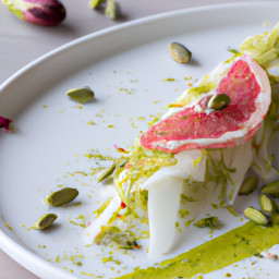 Appetizer: United States – Shaved Fennel and Grapefruit Salad with Pistachio Herb Sauce recipe