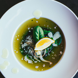 Soup: United States – Parmesan Rind and Lemon Broth with Spinach Soup recipe