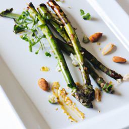 Side Dish: United States – Charred Asparagus with Almond Herb Sauce recipe