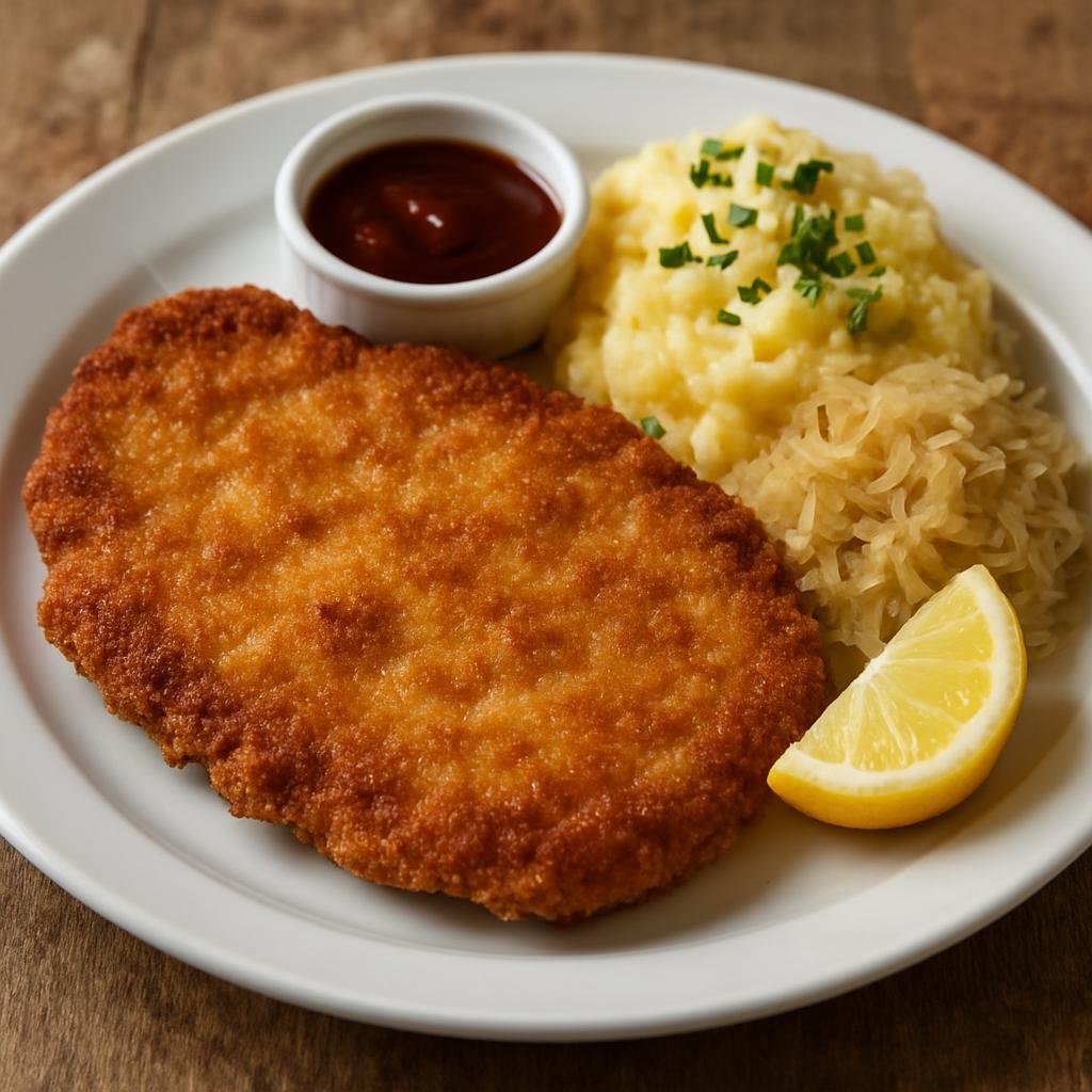 Entree: Poland – Lesser Poland / Krakow – Kotlet Schabowy (Breaded and pan-fried pork cutlet, thinly pounded and crisped golden) recipe