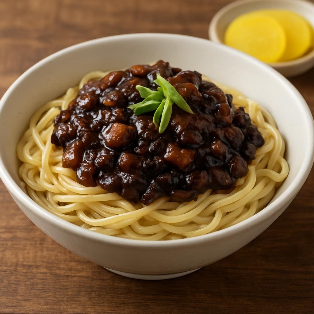 Entree: North Korea – Pyongyang – 짜장면 ➤ Jjajangmyeon (Noodles served with a thick savory black-bean and pork sauce) recipe