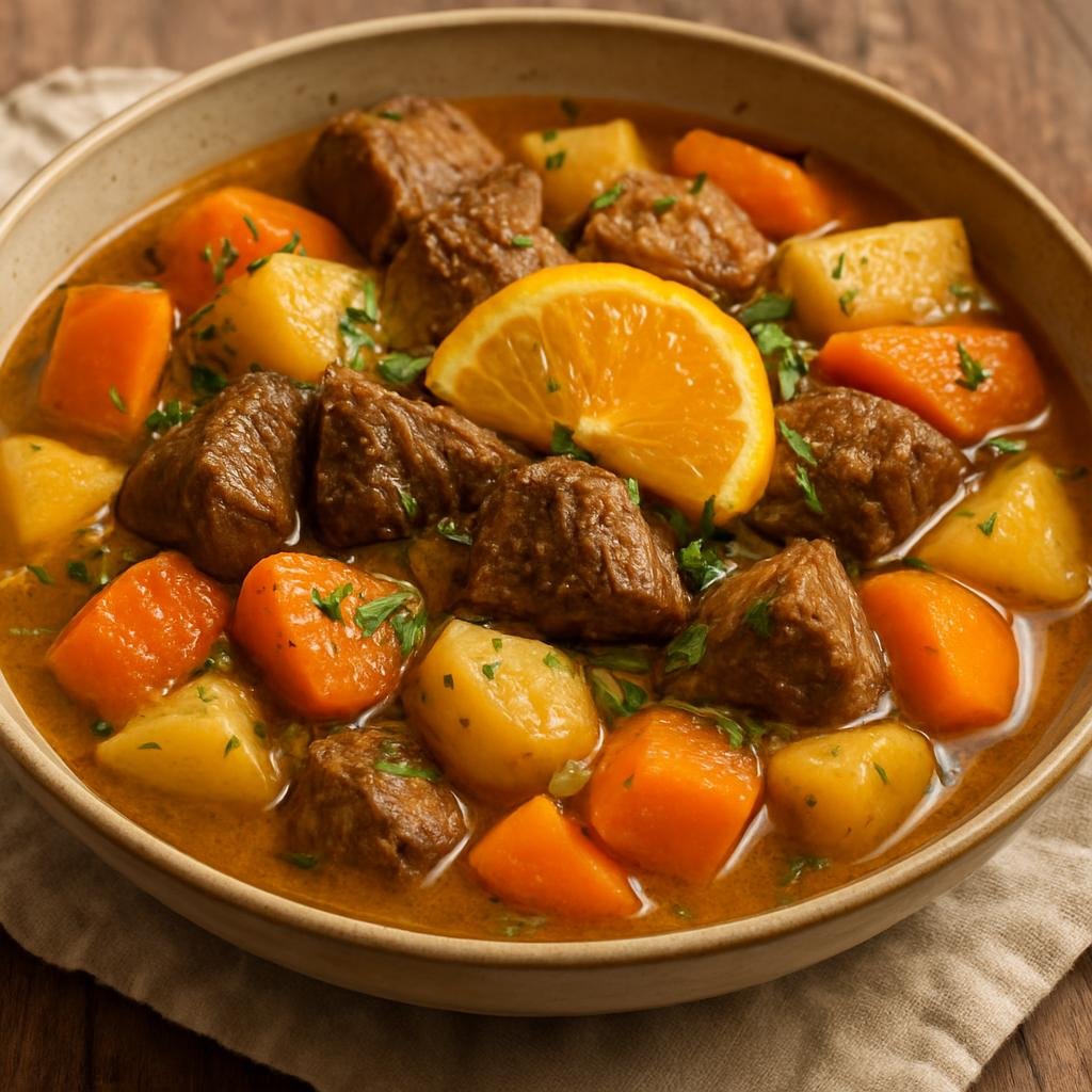 Entree: Pitcairn – Southern Culinary Region – Island-Style Beef Stew (Hearty island-style braised beef stew with coconut, root vegetables, and bright citrus) recipe