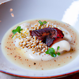 Entrée: Italy – Brodo di Sherry e Porcini con Orzo Perla (Sherry-Porcini Broth with Pearl Barley) recipe