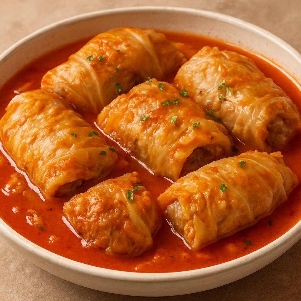 Entree: Bosnia and Herzegovina – Northern Culinary Region – Sarma (Cabbage rolls filled with seasoned ground meat and rice simmered in a savory tomato broth) recipe