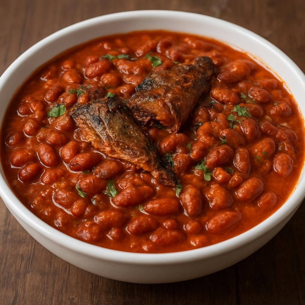 Entree: Democratic Republic of the Congo – Northern Culinary Region – Madesu na Loso (Hearty red bean and smoked fish stew cooked with tomatoes, palm oil, and aromatics) recipe
