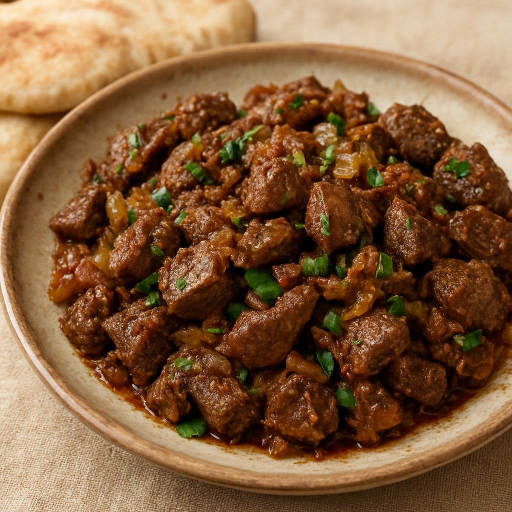 Entree: Egypt – Central Culinary Region – كبدة ➤ Kebda (Egyptian spiced pan-fried liver often served with bread) recipe