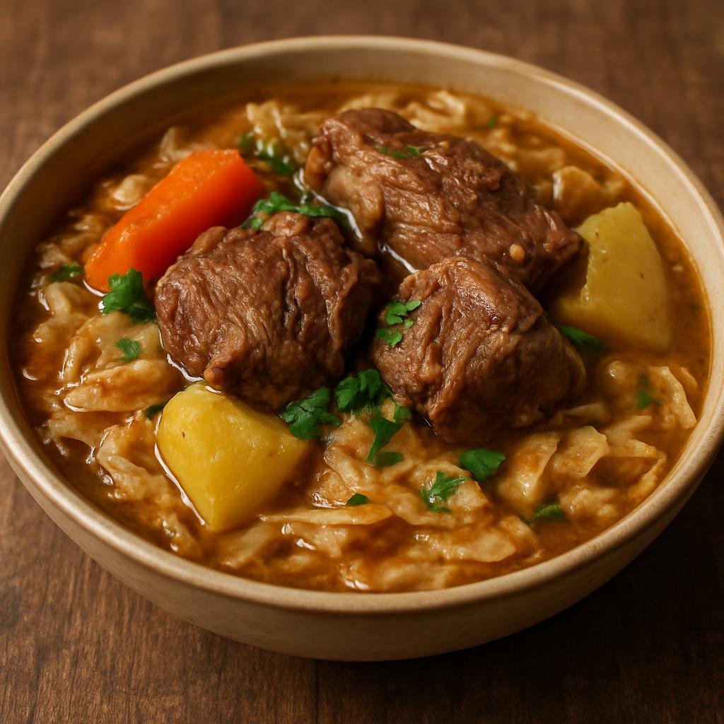 Entree: Iraq – Kurdish Iraq – تشريب ➤ Tashrīb (A hearty bread-and-broth stew of shredded flatbread topped with slow-cooked lamb and vegetables) recipe
