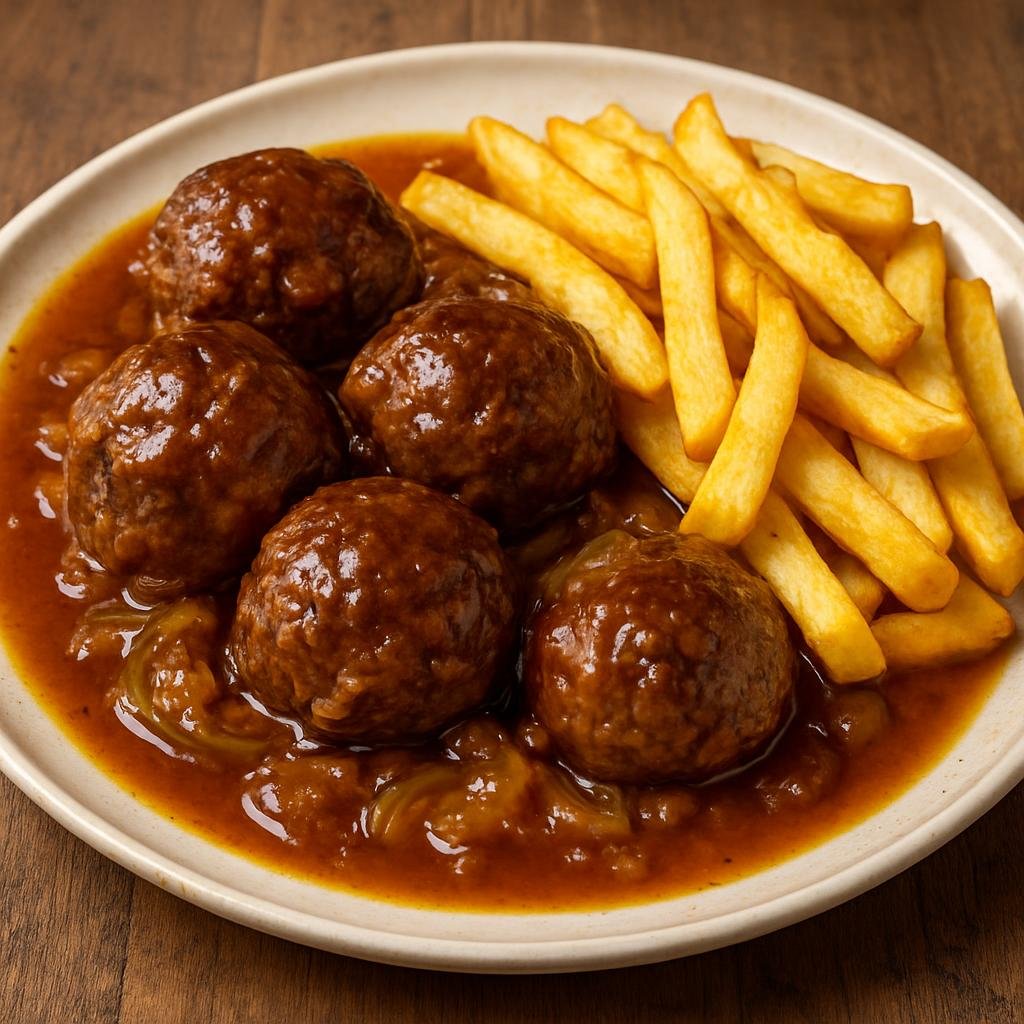 Entree: Belgium – Central Culinary Region – Boulets Liégeois (Liège-style savory meatballs in a sweet-and-sour beer and onion sauce) recipe