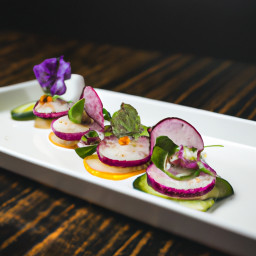 Appetizer: Japan – キュウリとラディッシュを添えたエンダイブの一口サイズ ▶ Kyūri to Radisshu o Soeta Endaibu no Hitokuchi Saizu (Endive Bites with Cucumber and Radish) recipe