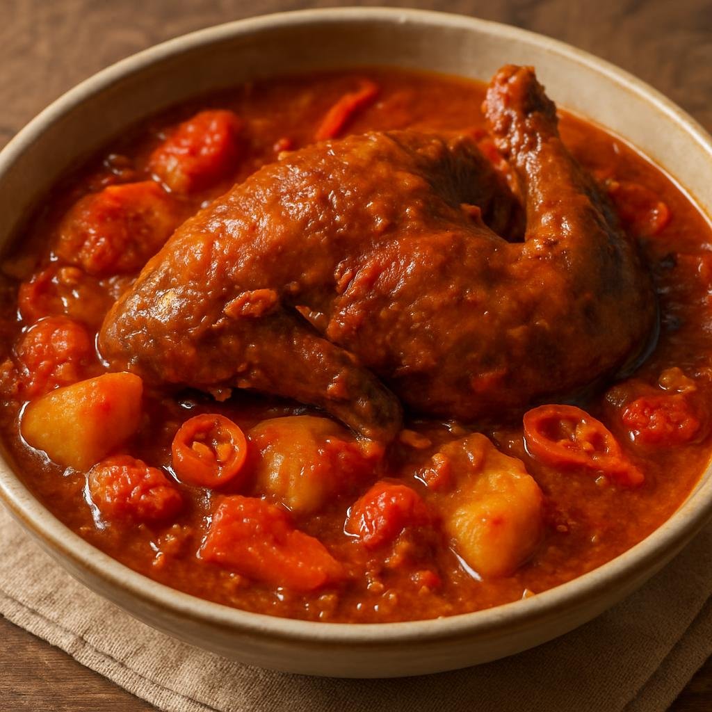 Entree: Cote d'Ivoire – Northern Culinary Region – Kedjenou de Pintade (Slow-braised Ivorian guinea fowl stew with tomatoes and hot peppers) recipe
