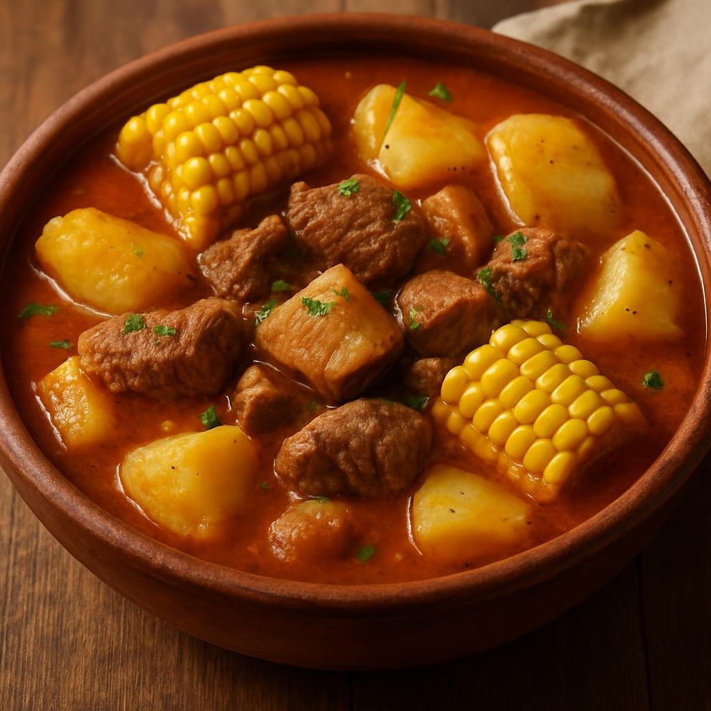 Entree: Colombia – Bogota / Andean – Mute Santandereano (Hearty Santander-style Colombian corn and meat stew with beef, pork, yuca and potatoes) recipe