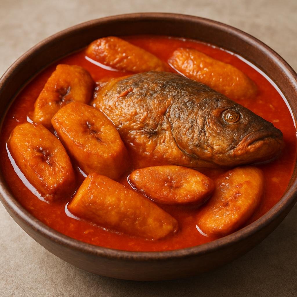 Entree: Equatorial Guinea – Northern Culinary Region – Kondre (Hearty palm-oil plantain and fish stew) recipe