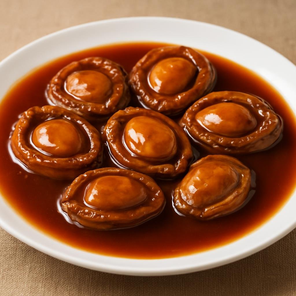 Entree: Hong Kong – Southern Culinary Region – 紅燒鮑魚 ➤ Hung siu bou yu (Whole abalone slowly braised in a rich savory sauce typical of Cantonese banquet cuisine) recipe