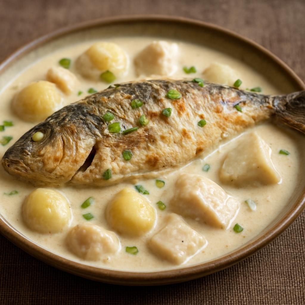 Entree: Kiribati – Southern Culinary Region – Te Kai Ni Maaba (A Kiribati coastal baked fish cooked in creamy coconut with island starches) recipe