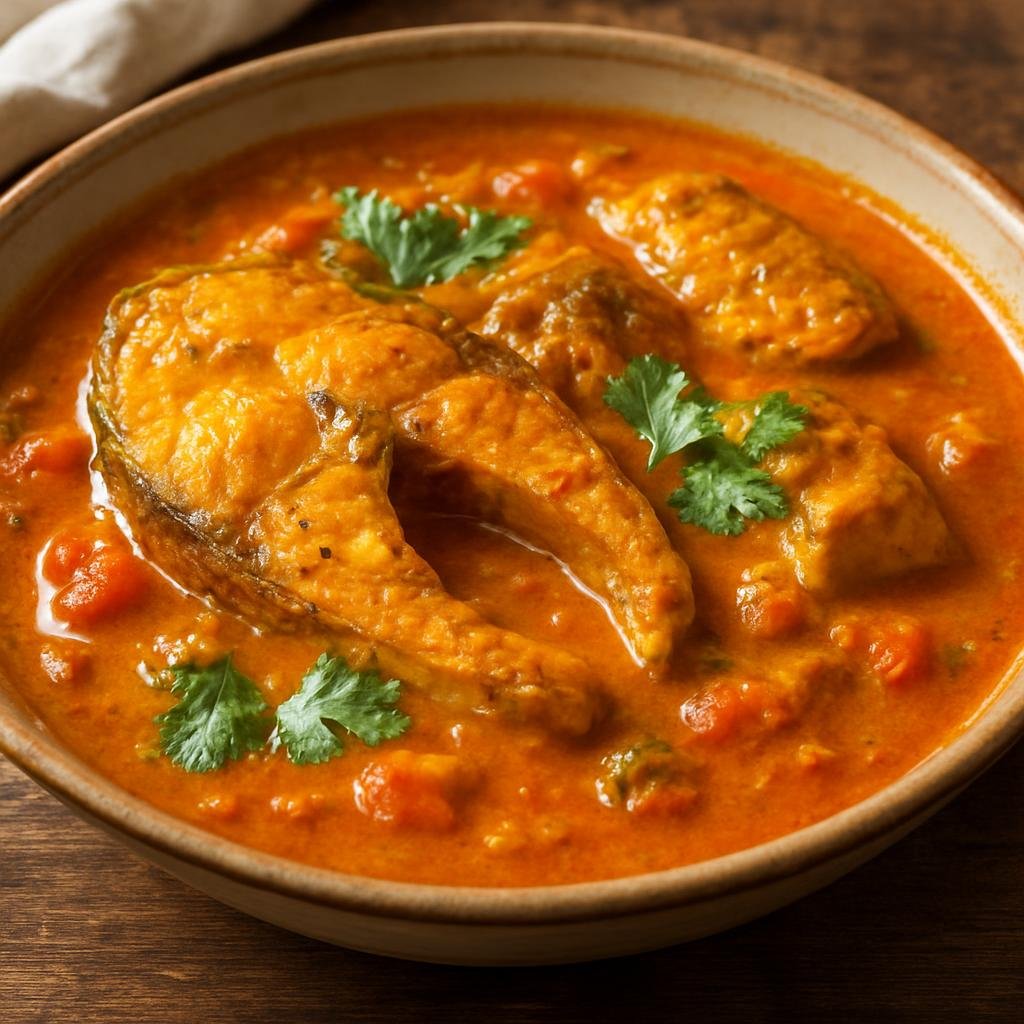 Entree: Mauritius – Southern Culinary Region – Cari Poisson (Mauritian Creole fish curry simmered in a spiced tomato and coconut-infused sauce) recipe