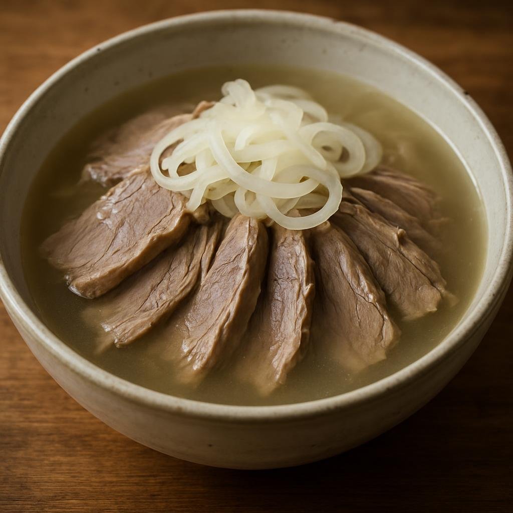 Entree: Mongolia – Southern Culinary Region – Чанасан мах ➤ Chanasan makh (Simple boiled mutton served sliced with its clear meat broth and onions) recipe