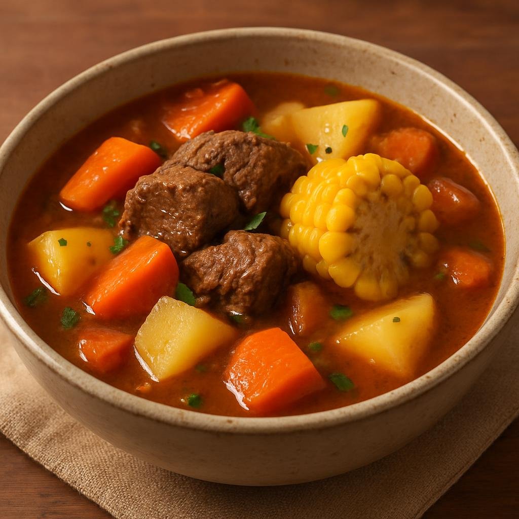 Entree: Paraguay – Southern Culinary Region – Guiso Popó (Hearty Paraguayan beef and root stew with vegetables and corn) recipe