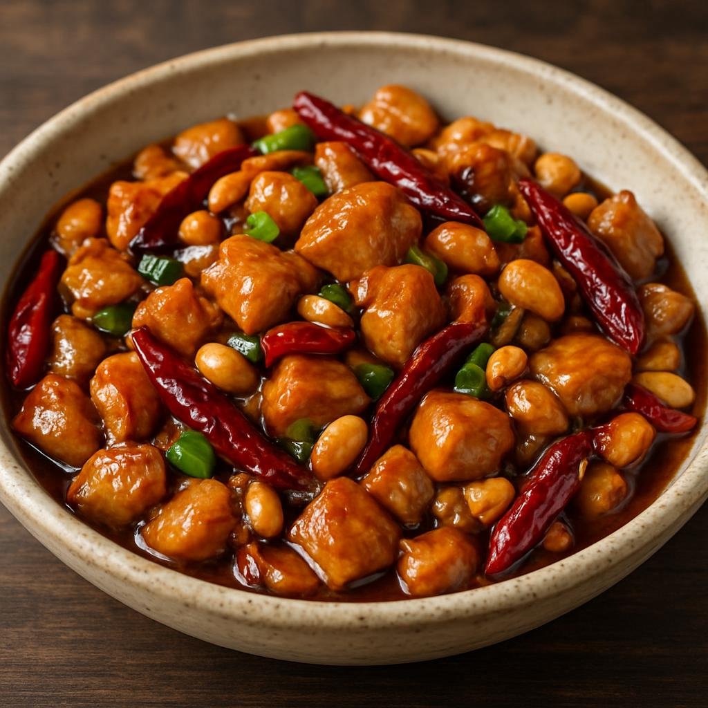 Entree: China – Central Culinary Region – 宫保鸡丁 ➤ Gong Bao Ji Ding (Stir-fried diced chicken with peanuts and dried chilies in a savory-sweet soy and vinegar sauce) recipe