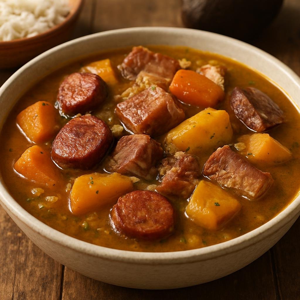 Entree: French Guiana – Southern Culinary Region – Bouillon d'Awara (Hearty Creole stew of awara fruit pulp with smoked and salted meats and root vegetables) recipe