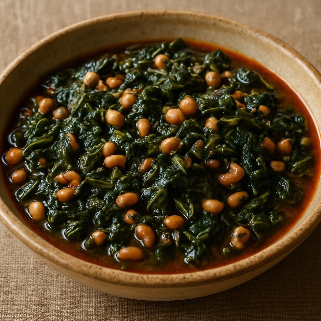 Entree: Botswana – Southern Culinary Region – Morogo Wa Dinawa (leafy greens and cowpea stew) recipe