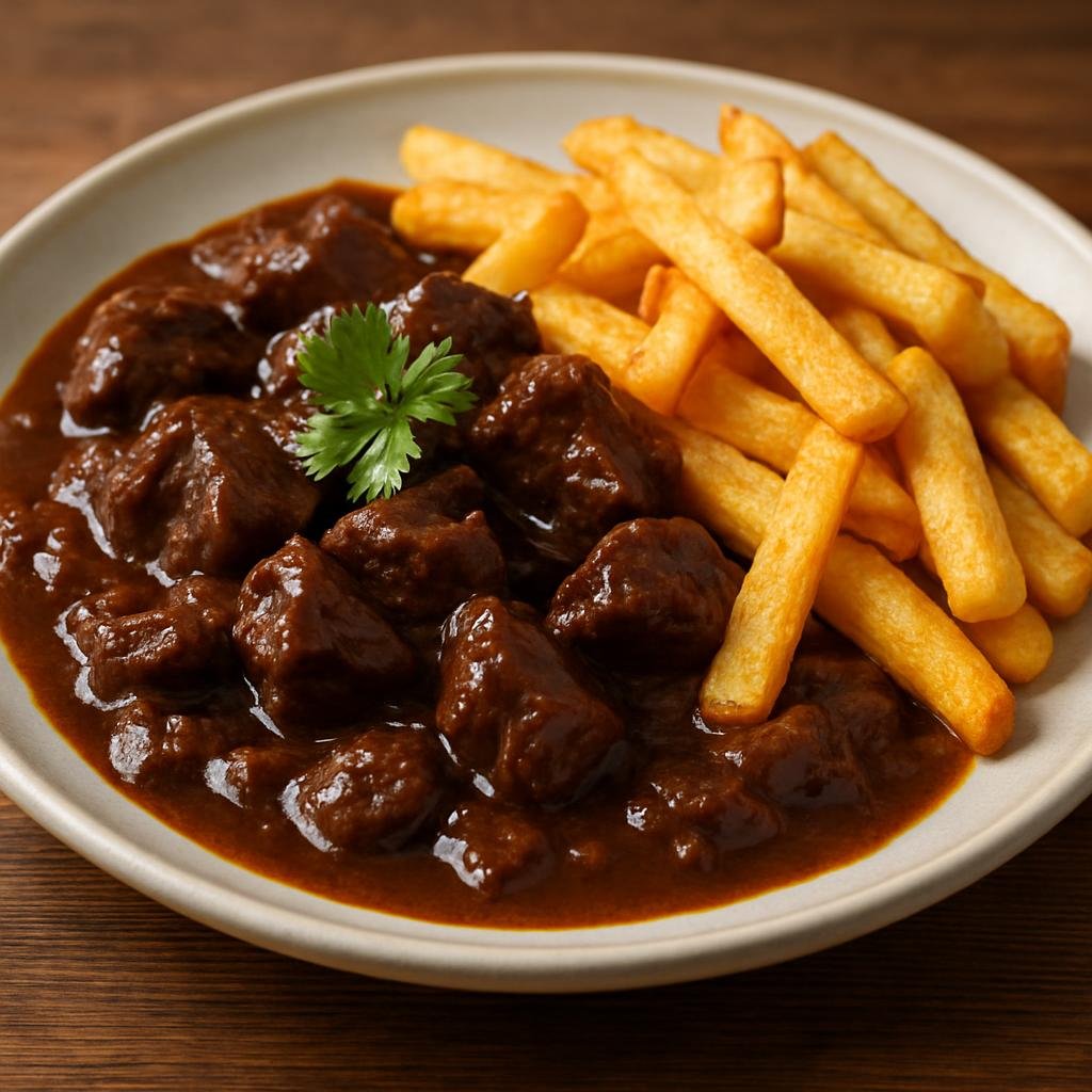 Entree: Belgium – Flanders – Gentse Stoverij (Ghent-style slow-braised beef stew cooked in dark Belgian beer) recipe
