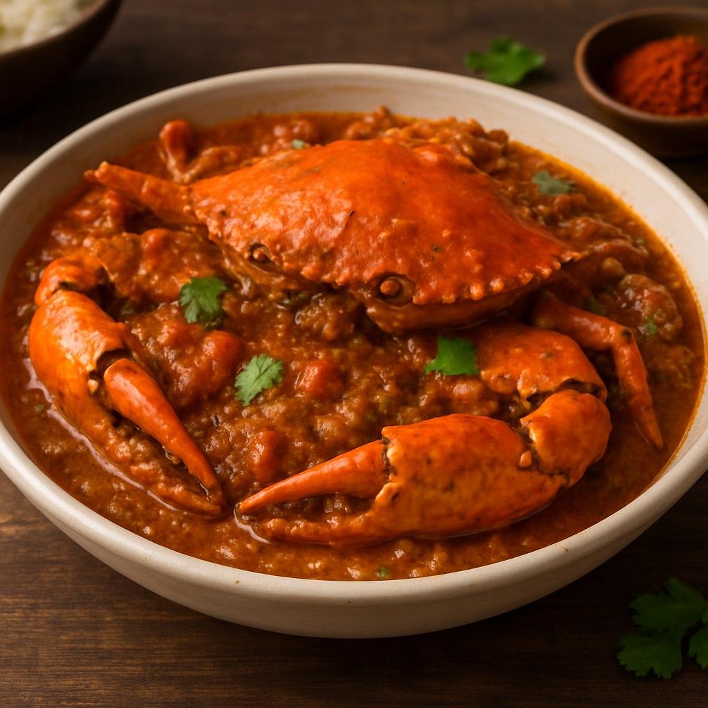 Entree: British Indian Ocean Territory – Southern Culinary Region – Spicy Crab Masala (Hot spiced crab curry simmered in a fragrant masala sauce) recipe