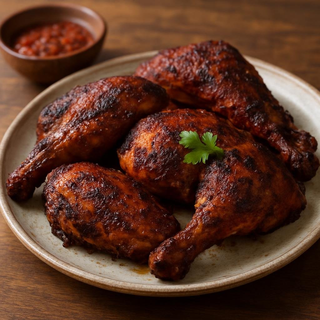 Entree: French Guiana – Southern Culinary Region – Poulet Boucané (Smoked, marinated Guianese chicken grilled over wood for a deeply flavored, aromatic main course) recipe
