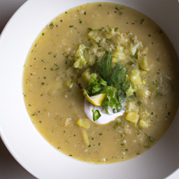 Soup: United States – Sunny Lemon-Dill Farro Broth Soup recipe