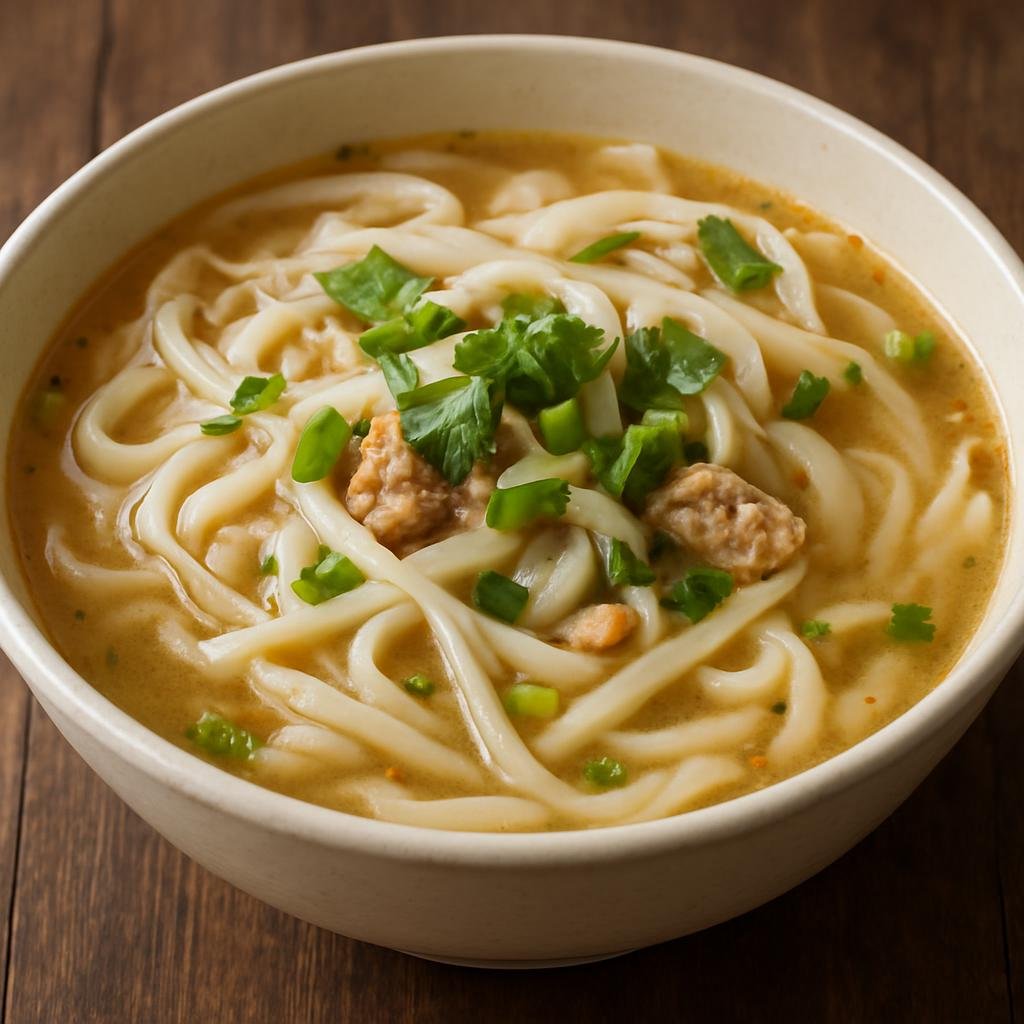 Entree: Laos – Vientiane & Central Laos – ເຂົ້າປຽກເສັ້ນ ➤ Khao Piak Sen (Hearty Lao soup of thick, chewy rice noodles in a savory aromatic broth) recipe