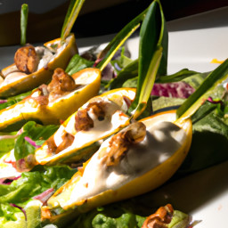 Appetizer: United States – Crisp Pear and Walnut Endive Boats with Lemon-Dijon Drizzle recipe