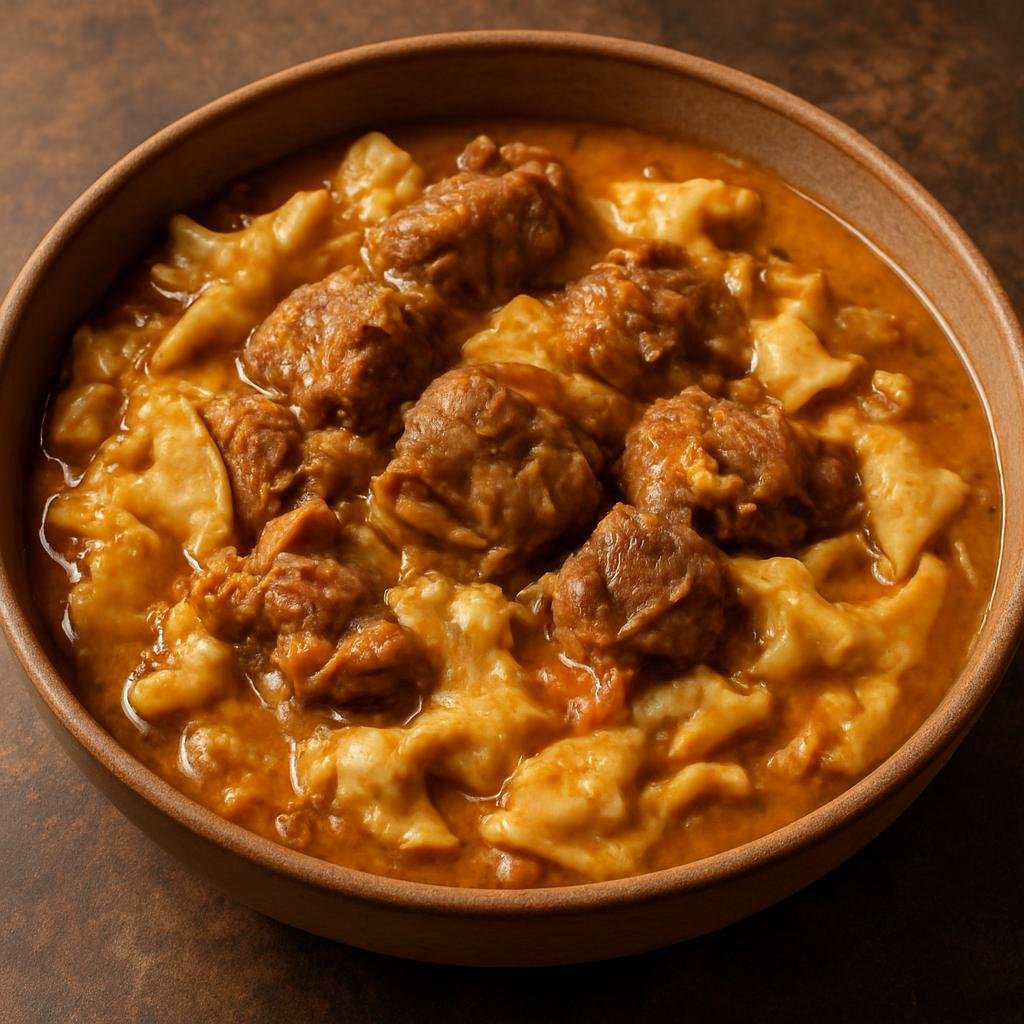 Entree: Saudi Arabia – Najd – مطازيز ➤ Maṭāzīz (Najdi stew of spiced lamb cooked with hand-torn flatbread dumplings) recipe