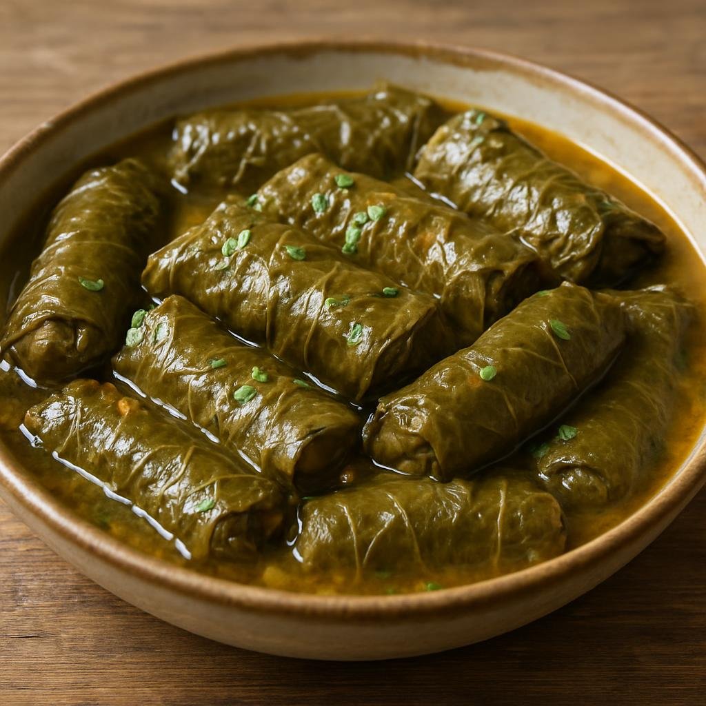 Entree: Bosnia and Herzegovina – Southern Culinary Region – Japrak (Grape leaves stuffed with seasoned rice and ground meat, cooked in a savory broth) recipe