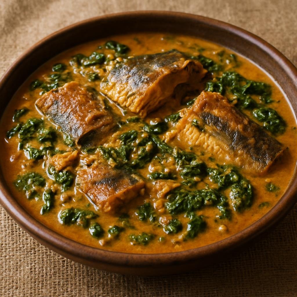 Entree: Burkina Faso – Southern Culinary Region – Babenda (Hearty peanut and smoked fish stew with leafy greens) recipe