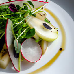 Watercress, Asian Pear, and Radish Salad with Black Vinegar-Ginger Vinaigrette recipe