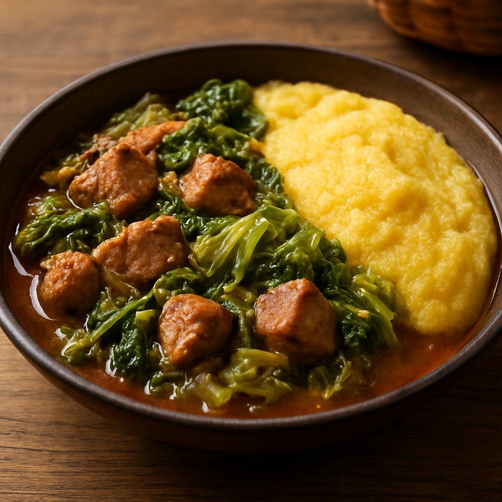 Entree: Switzerland – Italian Swiss / Ticino – Cazöla (A rustic Ticinese pork and savoy cabbage stew traditionally served with polenta) recipe