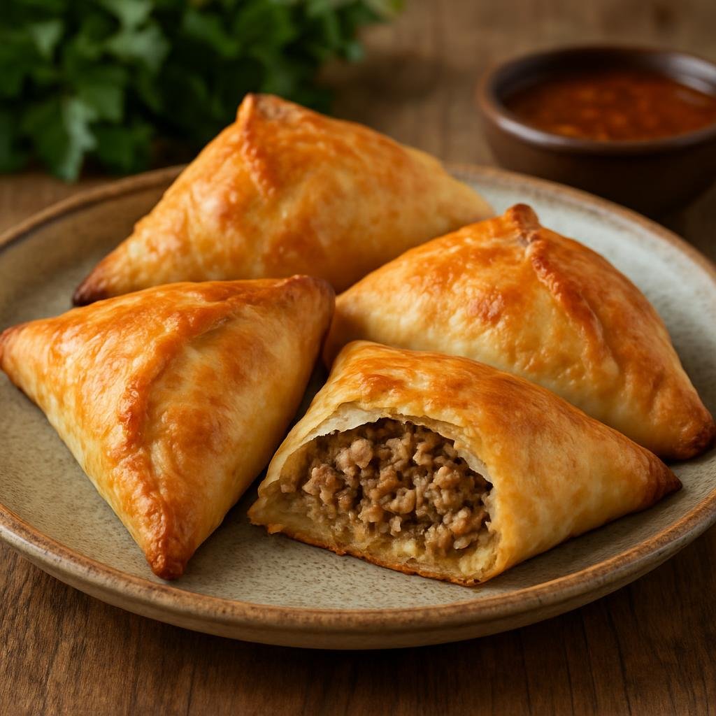Entree: Uzbekistan – Samarkand – Самса ➤ Samsa (Baked triangular pastry filled with spiced meat and onions) recipe